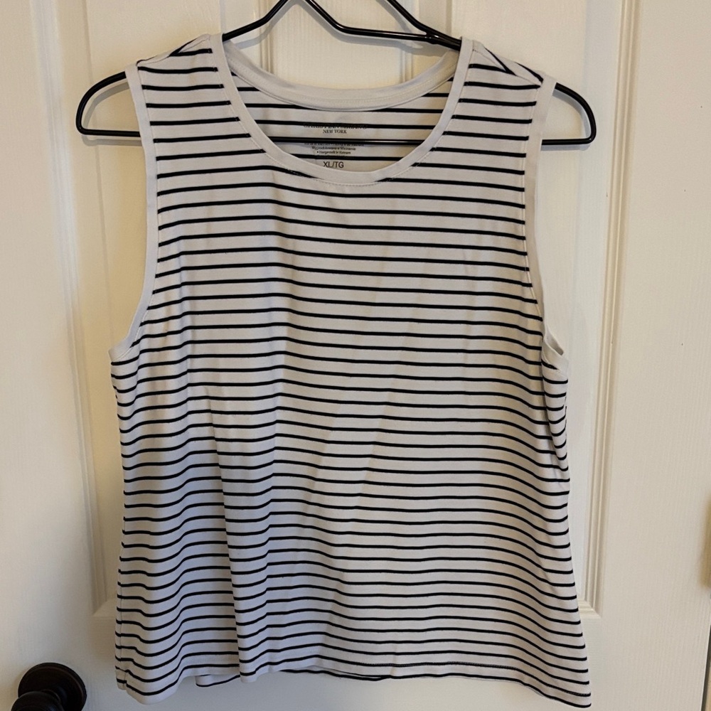 Christian Siriano Black and White Striped Tank Top